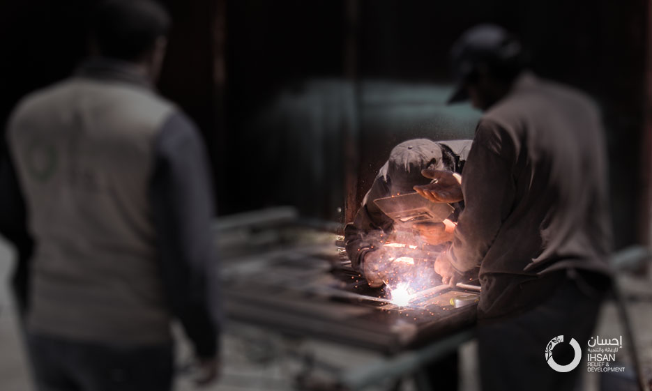 IhsanRD team continues to implement the rehabilitation project of Mehemble bakery in the governorate of Idlib